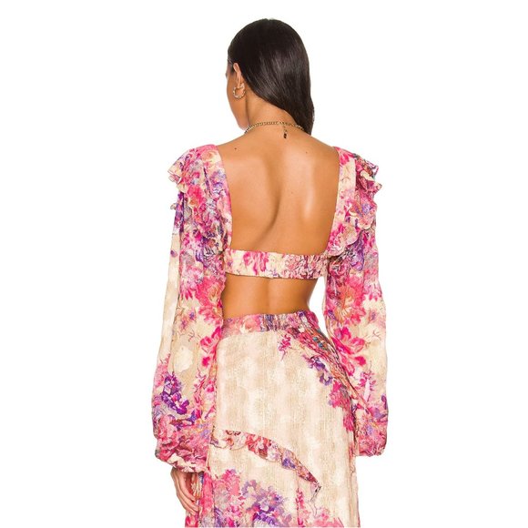 Hemant & Nandita - Leah Romantic Floral Boho Festival Crop Top - Picture 5 of 14